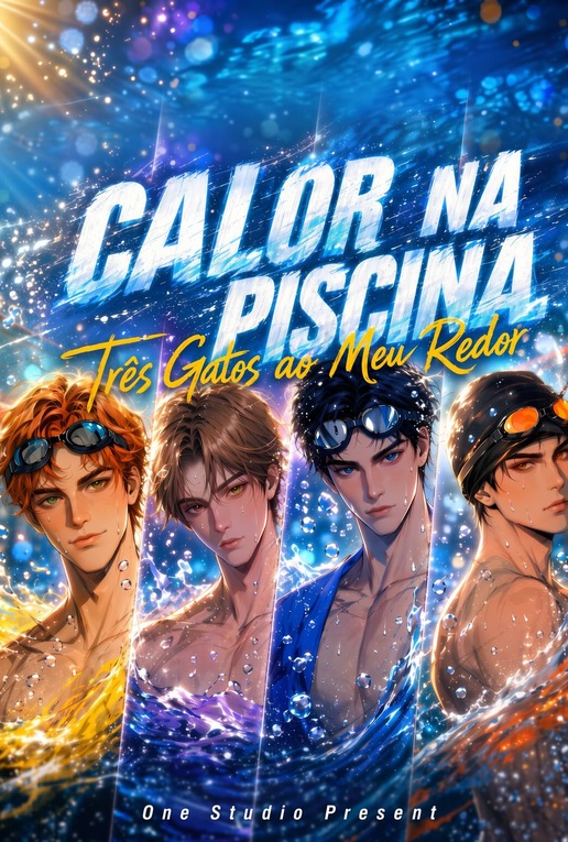 Calor na Piscina: Três Gatos ao Meu Redor